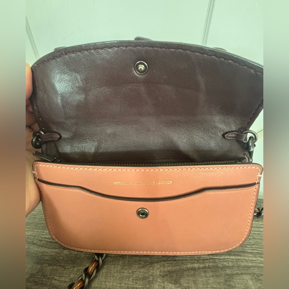 EUC Coach Clutch with Tea Rose Appliqué - Picture 8 of 14
